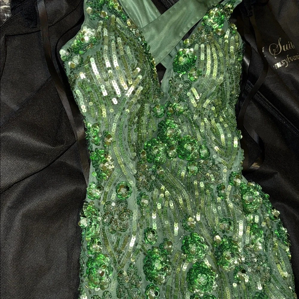Primavera Couture Sparkling Green Backless Dress - Picture 9 of 11